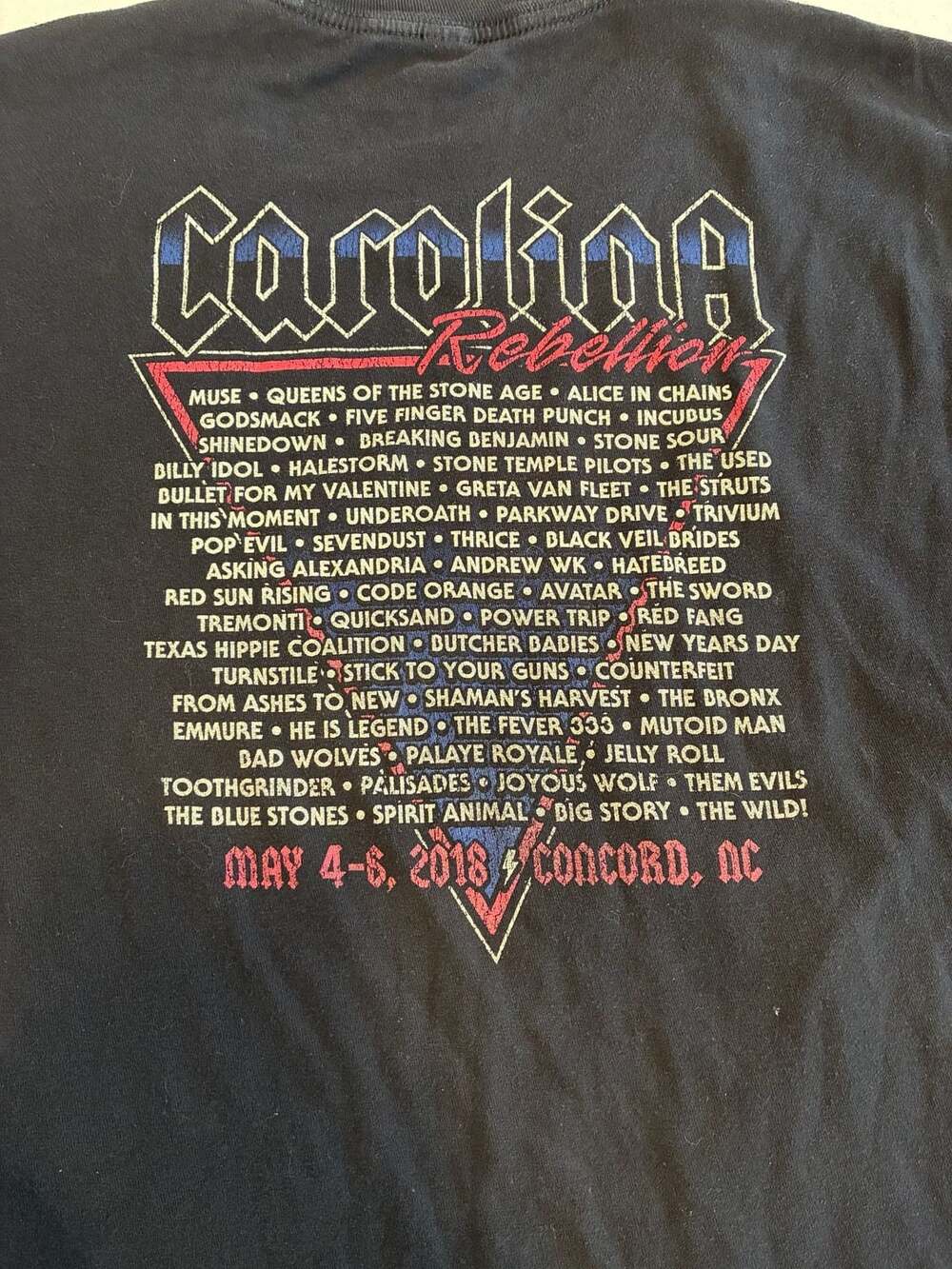 Carolina Rebellion 2018 Size XL Black Rock T-Shirt